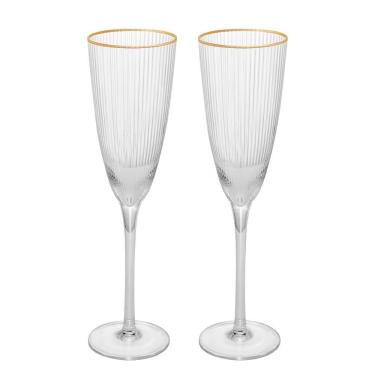 Imagem de Conjunto De Taças Para Champanhe Wolff Com Borda Dourada Transparente