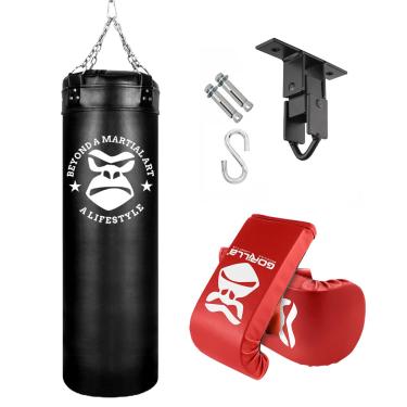 Imagem de Kit Luta Gorilla - Saco de Pancada 120cm + Luvas Bate Saco - Muay Thai + Suporte de Teto Chumbador Parabolt para Boxe