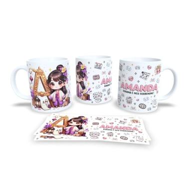 Imagem de Caneca branca Dorama, uso exclusivo dorameira, alfabeto dorama, personalizada com nome (A)