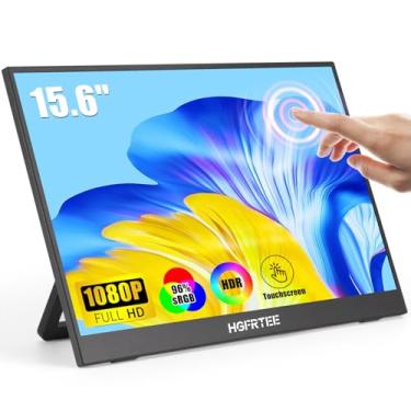 Imagem de HGFRTEE Monitor Portátil Touchscreen 15,6", 1920X1080 60Hz Fhd Ips Hdr Tela Sensível Ao Toque De 10 Pontos Com Suporte E Alto-Falante Integrados, Hdmi Usb C Vesa Monitores Externos Viagem Para Lapto