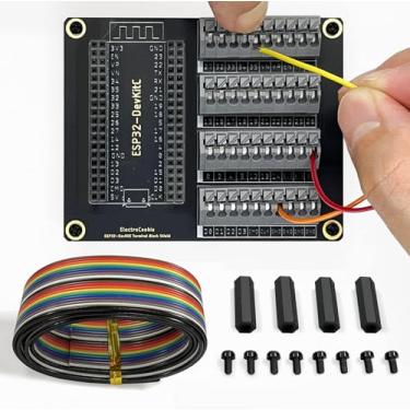 Imagem de ELECTROCOOKIE Kit de proteção de bloco de terminais ESP32, compatível com ESP32-DevKitC, módulo PCB de expansão de conector de mola simples push-in