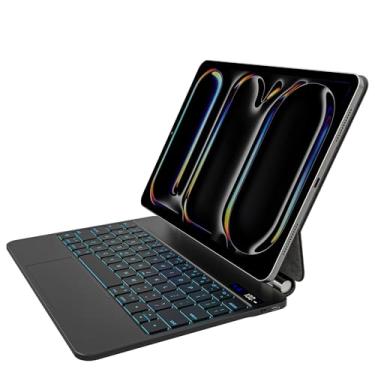Imagem de Emoonland Capa Com Teclado Para Ipad Pro 11" 2024 E M4 - Magic Trackpad, Suporte Magnético De Fácil Instalação, Retroiluminação Em 7 Cores, Suspensão/Ativação Automática, A2836, A2837 Flutuante