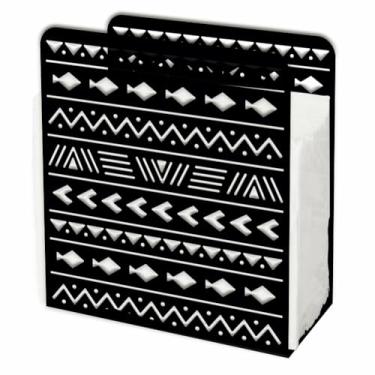 Imagem de SUPERDANT Porta-guardanapos com padrões tribais boêmio porta-guardanapos de coquetel porta-guardanapos retrô porta-guardanapos de mesa de metal dispensador de lenços rústicos para mesas cozinha hotel