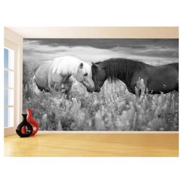 Imagem de Papel De Parede Animais Casal Cavalos Fazenda 3,5M Anm341 - Você Decor