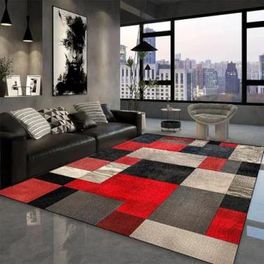 Imagem de Tapete geométrico moderno para sala de estar, sofá, mesas de centro, decoração de quarto, tapete lavável, cabeceira, tapetes de pelúcia (180 x 280 cm) / JH038-Flannel-6)