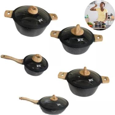 Imagem de Conjunto Panelas Duráveis Cor Preta Presente Exclusivo Mãe - Atena