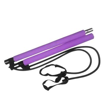 Imagem de ZUFUMI Kit de barra de Pilates com faixas de resistência – Equipamento multifuncional de Pilates para mulheres e homens, academia em casa, pilates, ioga (roxo)