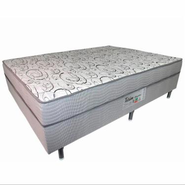 Imagem de Cama Box Conjugada Casal Ortobom Turin Ortopédico Com Ortopillow Branco Com Cinza