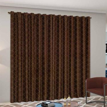 Imagem de Cortina Atena 4m x 2,80m Jacquard Semi Blackout Marrom - Imperial Moda