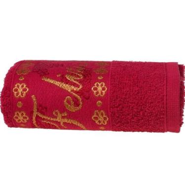 Imagem de Kit 2 Toalha De Rosto Feliz Natal Bordada Jacquard 45x68 Vermelho - BE