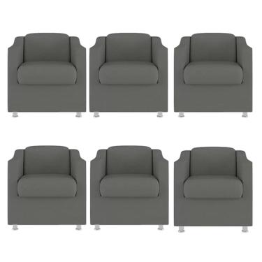 Imagem de Kit 6 Poltronas Bia Decorativa Reforçada Recepção Clinica Salão Sala De Estar Suede