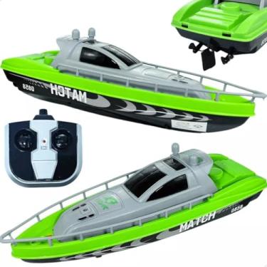 Imagem de Barco de Controle Remoto Match, Lancha Esportiva, Verde e Cinza, Brinquedo Aquático