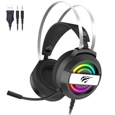 Imagem de Headset Fone de Ouvido Gamer RGB Havit H2026D com Microfone, Falante 50mm, Plug 3, 5mm