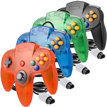 Imagem de Pacote com 4 controles clássicos 64, joystick suily Game pad para 64 - Plug & Play (versão USB não PC) (preto/verde claro/azul claro)