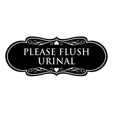 Imagem de Placa de mictório Designer Please Flush (preto) - Grande