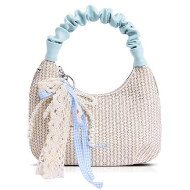 Imagem de QTKJ Bolsa de praia de palha para mulheres, sacola de grande capacidade, bolsa de mão para férias, viagens, uso diário (estilos 539