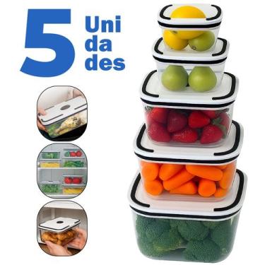 Imagem de Kit 5 Potes Herméticos Transparentes Para Frezzer E Microondas Linha P