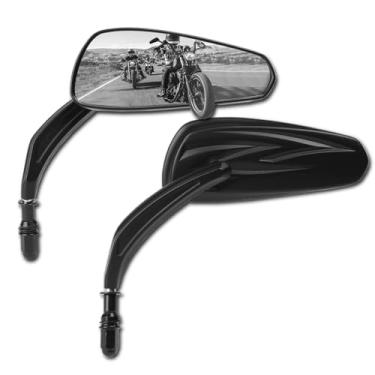 Imagem de VPZMT Espelhos retrovisores pretos de lágrima de 8 mm compatíveis com Harley Road King CVO Road Street Tri Glide Freewheeler Street XG500 XG750 Sportster XL883 1200 Softail Street Bob Dyna