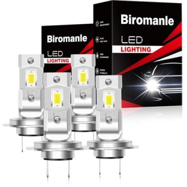 Imagem de Biromanle Compatível com lâmpadas Chrysler Crossfire Hi/Lo Beam 2004 2005 2006 2007 2008, combo de feixe alto H7 e feixe baixo H7, luz branca 24000LM 6000K, lâmpadas internas (pacote com 4)