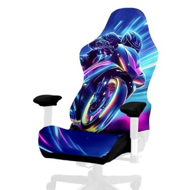 Imagem de Capa para cadeira de jogos, estilo Cyberpunk fixe, alta elasticidade, macia, fácil de instalar, capa de assento para cadeira de jogos com capa de apoio de braços - sem cadeira (D)