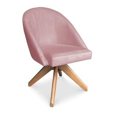 Imagem de Poltrona Cadeira Giratória Bela Veludo Base de Madeira - Pallazio