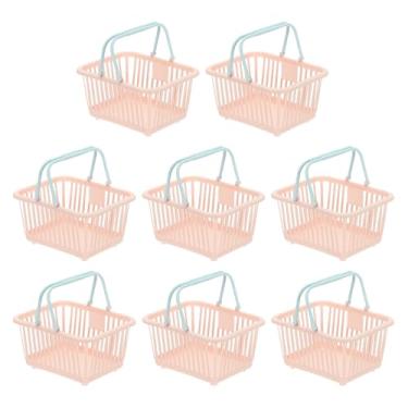 Imagem de PATIKIL 8 peças de cesta pequena de plástico, mini cesta de armazenamento de mercearia pequenas cestas de compras com alça organizadora água filtrada para organizar brinquedos, frutas, legumes