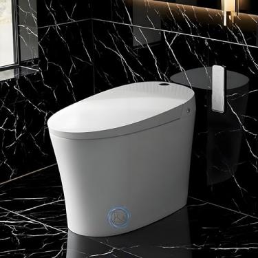 Imagem de Banheiro inteligente, vaso sanitário de uma peça para banheiros, banheiros com pulverizador e secador de água quente, operação com sensor de pé, assento de bidê aquecido, vasos sanitários sem tanque