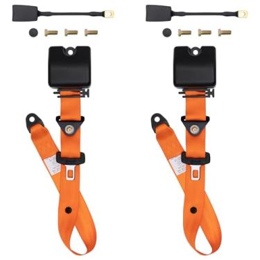 Imagem de Kit de cinto retrátil ajustável de 3 pontos, ajuste universal para carrinhos de golfe, UTV, caminhões, trailer, minivan (laranja)