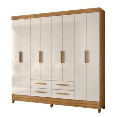 Imagem de Guarda Roupa Roupeiro Casal Quarto Florida 8 Portas 4 Gavetas Freijo c
