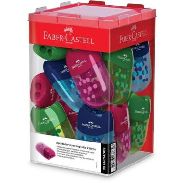 Imagem de Apontador com Depósito TWO Tone FABER-CASTELL 2 Furos 3 Cores Display 