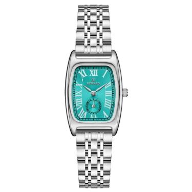 Imagem de Relógio Feminino Vintage Pulseira Em Aço Mostrador Elegante Casual à Prova D´agua Azul Prata