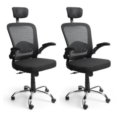 Imagem de Kit 2 Cadeiras de Escritório Ergonômica Giratória SyberFlex com Malha 