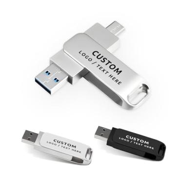Imagem de Pen drive USB OTG personalizado, multifuncional duplo, pen drive USB 3.0, ideal para eventos de negócios, presentes corporativos e brindes promocionais (32 GB, 100 peças)