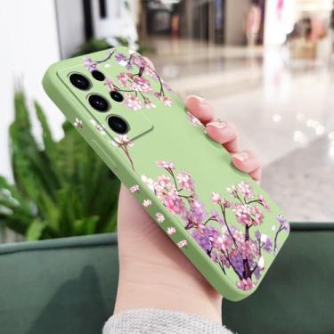 Imagem de Capa de celular com estampa de flores para Samsung Galaxy S24 S23 S22 S21 S20 S10 S10E Ultra Plus FE Note 20 Ultra 10 Plus, verde claro, para S24 Plus