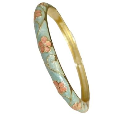 Imagem de Only My Live Home Pulseira de flor cloisonne chinesa feita à mão com punho articulado pulseiras finas esmaltadas para pulsos pequenos acessórios femininos joias presentes, inner Diameter 2.25 inch