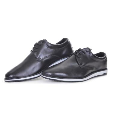Imagem de Sapato Social Masculino Com Cadarço Bico Redondo Esporte Fino Solado Borracha Elegante Trabalho Tamanho:40;Cor:Preto;Gênero:Masculino;Departamento BS:Esporte