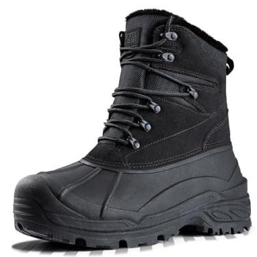 Imagem de FREE SOLDIER Botas de neve masculinas com forro de lã quente inverno botas isoladas impermeáveis (preta, 40)
