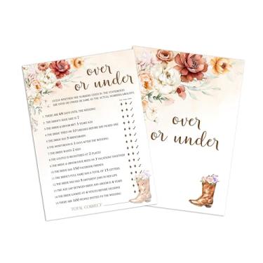 Imagem de Jogos de chá de panela, 25 cartas de jogo, cartas de jogos de outono boho floral tema caubói para, chá de panela, noivado, despedida de solteira, jogo de festa de casamento para decorações suprimentos