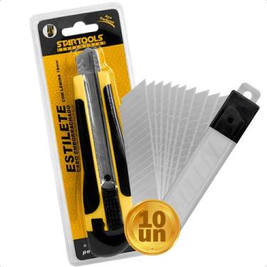 Imagem de Estilete Profissional Largo Emborrachado Com 10 Lâminas 0,5mm Antiferr