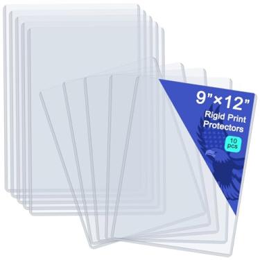 Imagem de Rainmae Pacote com 10 protetores rígidos de impressão de 23 x 30 cm, protetores de folha de plástico rígido transparente, à prova d'água, capas de carregamento superior para fotos, cartões, fotos