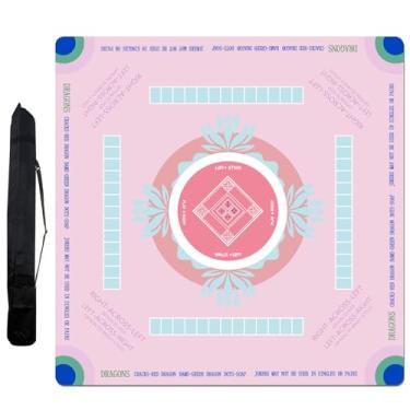 Imagem de FOUXTEL Extra Large Mahjong Table Mat - 31.5"x31.5" Non-Slip Noise Reduction Rubber Gaming Mat for Poker, Board Games, Dominoes & Tile Games, Waterproof & Foldable Pink Game Surface Mat