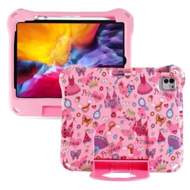 Imagem de Simicoo Capa infantil para tablet iPad Pro 11 2024 para meninos e meninas, com espuma EVA leve, à prova de choque, à prova de choque, adequada para crianças com alça de suporte, rosa