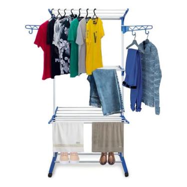 Imagem de Varal De Chão Dobrável Portátil Torre 3 Andares Roupas Vertical Compac