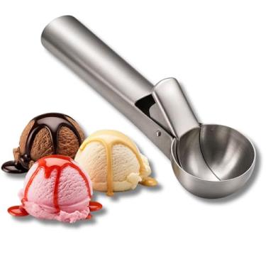 Imagem de Pegador De Sorvete Sobremesa Inox Colher Concha Sorvete com Ejetor Solta Fácil