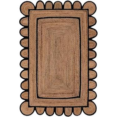 Imagem de Generic Tapete de área boêmio de juta com padrão recortado (preto, 1,8 m x 2,5 m)