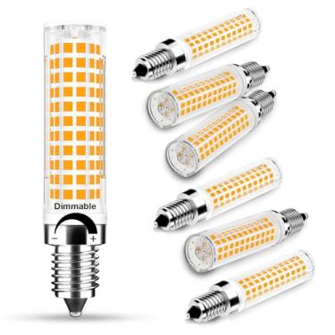 Imagem de TAIYALOO Lâmpada LED E12 regulável para candelabro equivalente a 100 W, branco quente 3000 K, 1000 lúmens T6 E12 10W lâmpadas LED para lustre de teto para ventilador de teto, lâmpada de sal, pacote