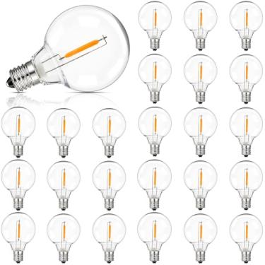 Imagem de Lâmpadas de substituição solar LED G40, 1W igual a 5W, base de parafuso E12 de plástico à prova de estilhaçamento e à prova d'água, lâmpadas globo luz para luzes externas, decoração de pátio café