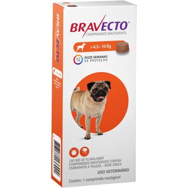Imagem de Antipulgas e Carrapatos MSD  Bravecto Cães 4,5 até 10kg 250mg