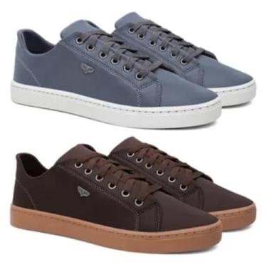 Imagem de Sapatênis Masculino Casual Leve Adulto Kit Dois Pares (Chumbo e café, BR, Adulto, Numérico, 43)