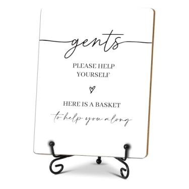 Imagem de Sinais de suprimentos de cesta de banheiro de casamento para homens, 15 x 20 cm, placa de madeira estilo minimalista, decoração de prateleiras de banheiro, decorações de chá de panela, para recepção